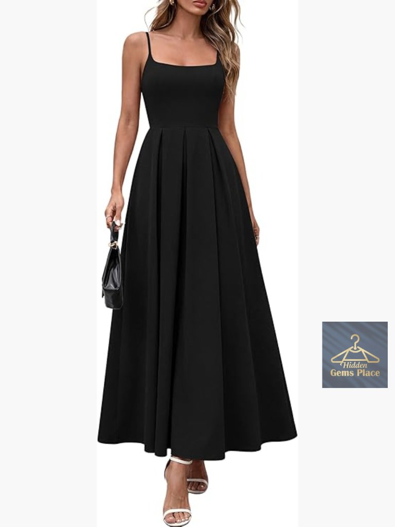 Elegant Ruffle A-Line Maxi Dress With Pockets, Formal Wedding Guest